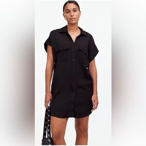 NWOT Madewell Black Button Front Mini Utility Dress